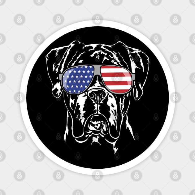 Proud Boxer Dog American Flag sunglasses Magnet by wilsigns